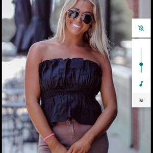 Black Strapless Peplum Top sz L
